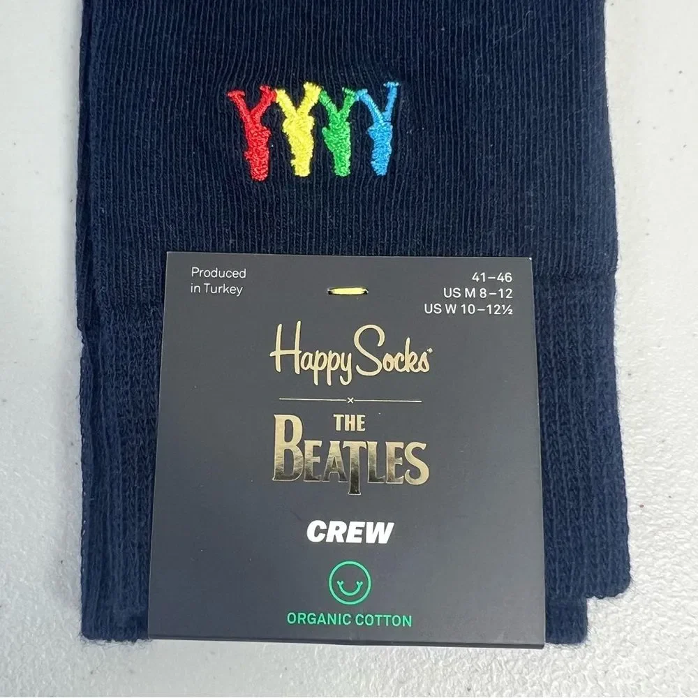 NWT Happy Socks Beatles Crosswalk Crew Socks Unisex M 8-12 W 10-12 1/2